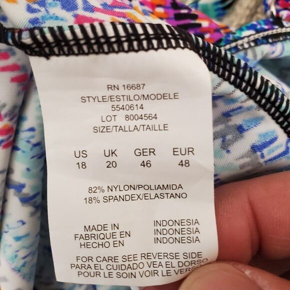 Colorful "Palmalicious" Hi Low Tankini Top size 18 - Picture 11 of 12